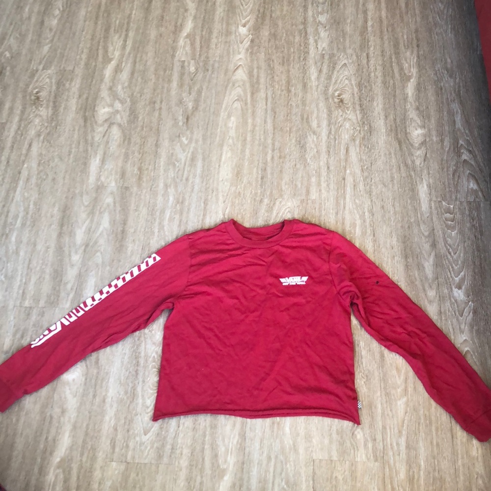 Red Vans Checkered Long Sleeve Crop Top